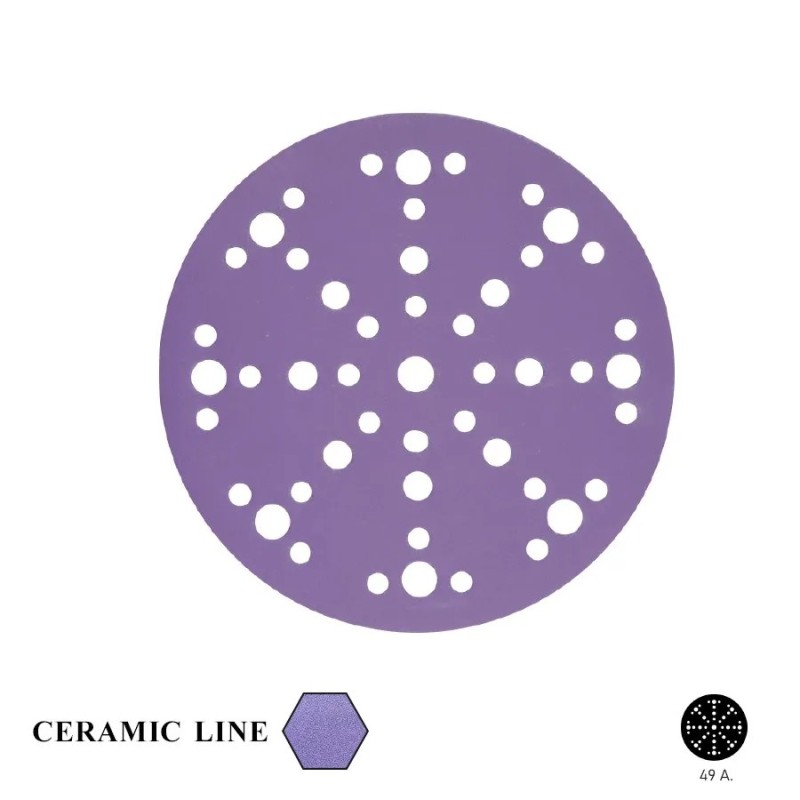 DISCO DE LIJA CERAMICO 49 AGUJEROS VELCRO 150 MM 100U